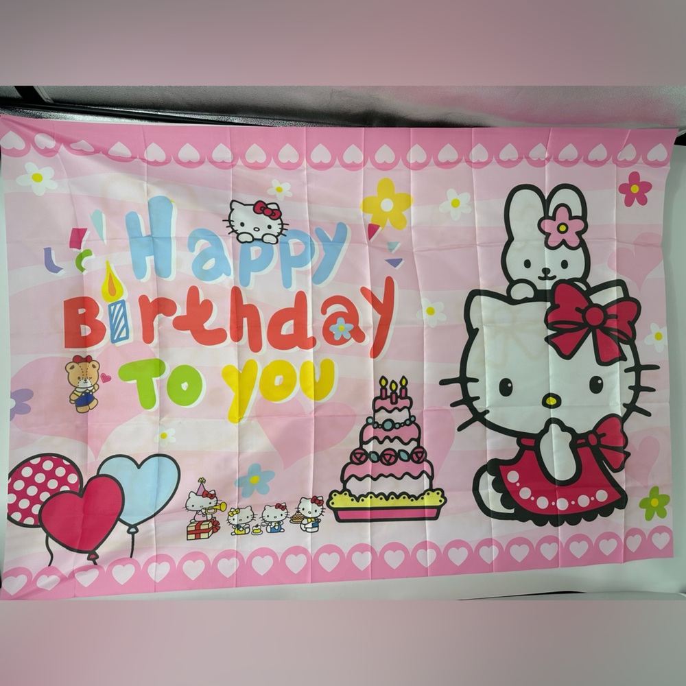 Hello Kitty Happy Birthday Backdrop Banner 3x5Ft